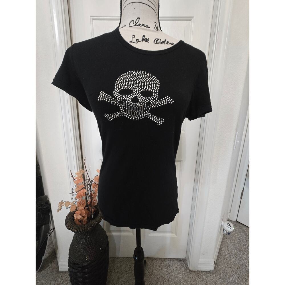 Beaded Skull Tee Size L EUC